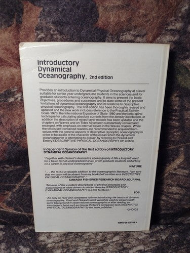 Introductory Dynamical Oceanography: 2nd Edition by Stephen Pond -Paperback 1983