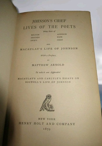 Johnson's Chief Lives of The Poets and Macaulay's Life of Johnson (1879) Antique