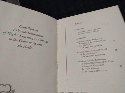 Commercial Club Of Chicago: Contributions Of Private Institutions 1955 exlibris