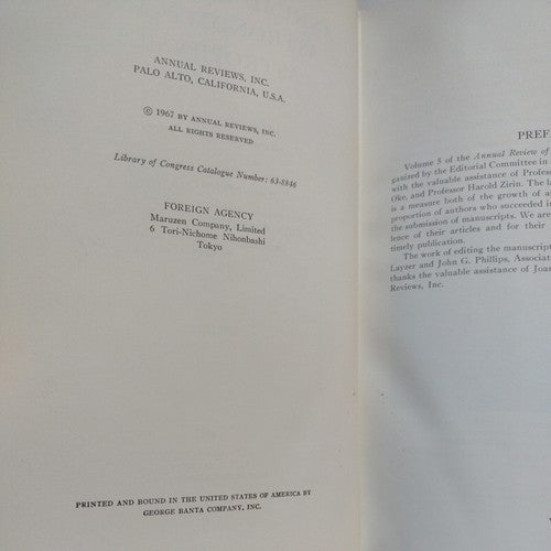 Annual Review Of Astronomy And Astrophysics Vol 5 1967 antique