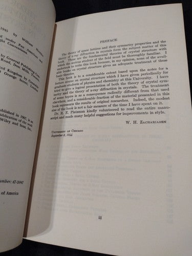 Theory Of X-ray Diffraction In Crystals, William H. Zachariasen (1967) ..