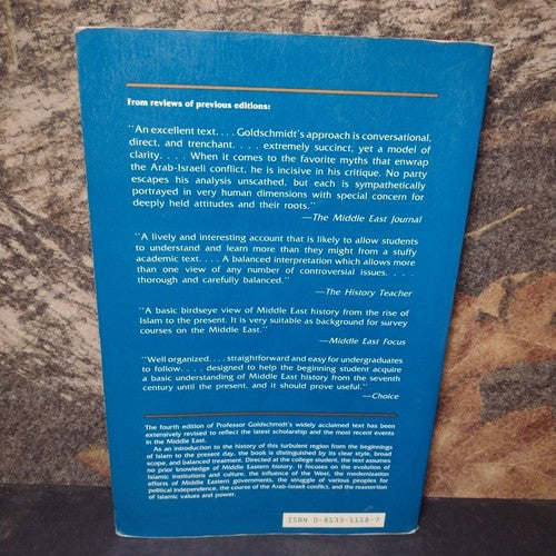 A Concise History of the Middle East by Arthur Goldschmidt Jr. -PB 4th Ed Rev.