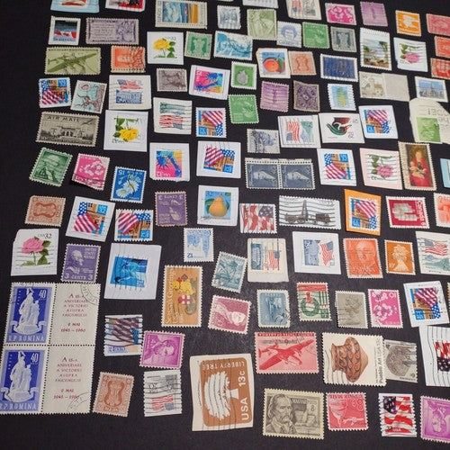Vintage International Stamp Lot (G1) -Mixed On/Off Paper (US, Spain, Canada, +)