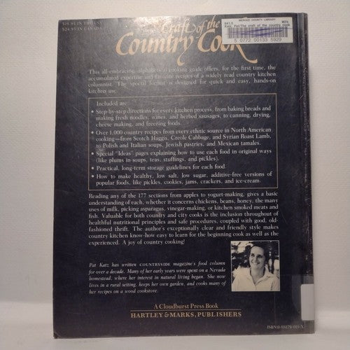 Craft of the Country Cook from A-Z by Pat Katz -1988 -1st Edition -Cookbooks -HC