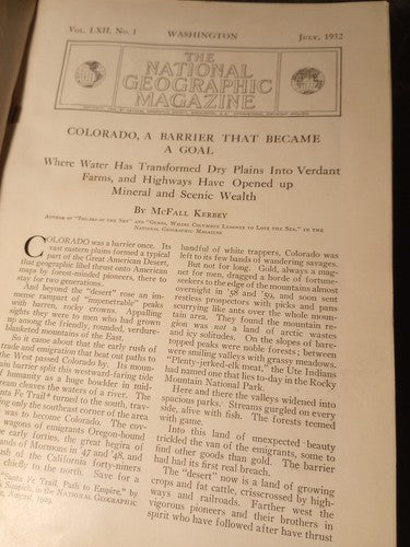 1932 National Geographic Magazine Bound Issues July-Dec Vol 2 Exlibris