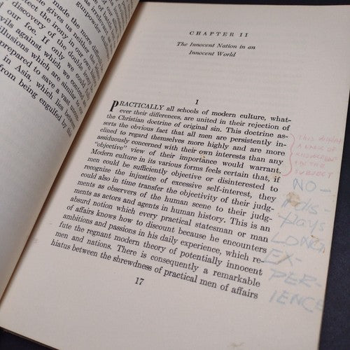 The Irony of American History by Reinhold Neibuhr -1952 -Hardcover -US HISTORY