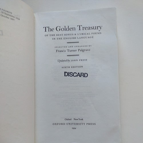 The Golden Treasury of the Best Songs and Lyrical Poems in the English Language