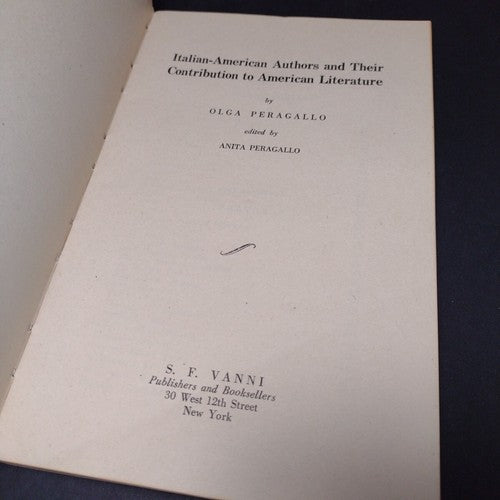 Italian-American Authors and Their Contribution To American Literature Peragallo