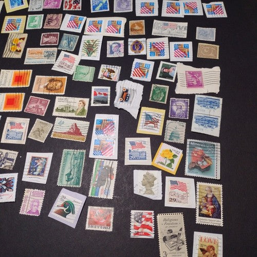Vintage International Stamp Lot (B1) -Mixed On/Off Paper (US, CANADA, GERMANY +)