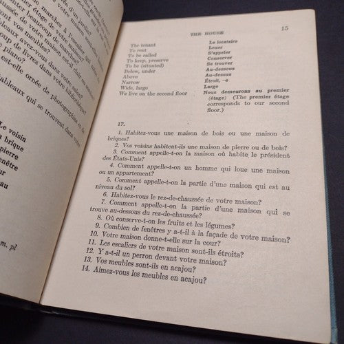 French Phrases and Questions by Moritz Levi -Hardcover -1920 -Vintage French Lit