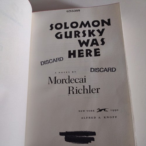 Solomon Gursky Was Here by Mordecai Richler (1990, Hardcover)
