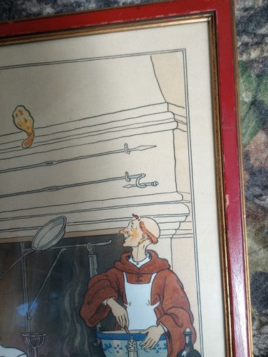 1910 HARRY ELIOTT WATERCOLOR POCHOIR PRINTS Monk Framed vintage