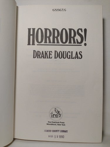 Horrors! by Drake Douglas -1989 -HCwDJ -ExLibrary -1st Publishing -Horror Books