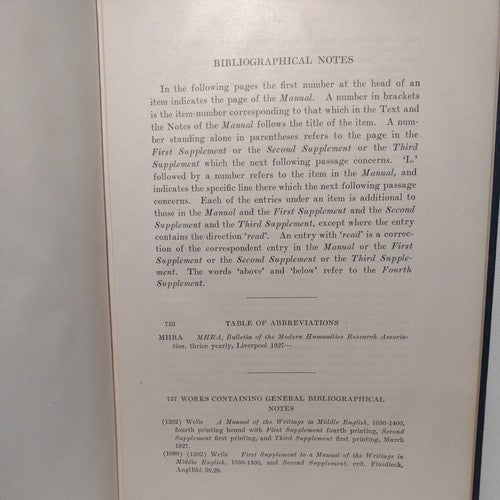 A Manual Of Middle English, 1050-1400 By John Wells -3rd & 4th Supplement  1929