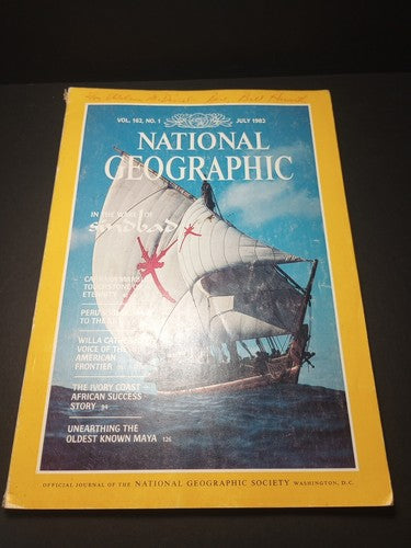 NATIONAL GEOGRAPHIC MAGAZINE  Signed JULY 1982  SINBAD  PERU   MAYA