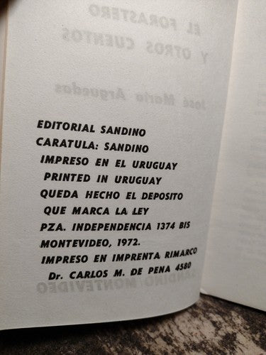 El Forastero Y Otros Cuentos by Jose Arguedas -1972 -Paperback -Spanish Lit.