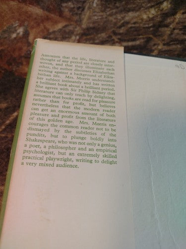 Elizabethan Literature By Helen Morris -1958 -HCwDJ -Classic Literature vintage