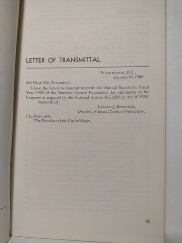 National Science Foundation: 15th Annual Report For The Fiscal Year 1965 -PB