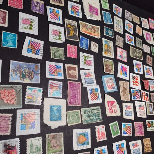 Vintage International Stamp Lot (C1) -Mixed On/Off Paper (Zimbabwe, US, Spain +)