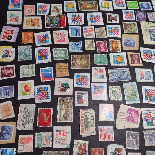 Vintage International Stamp Lot (F1) -Mixed On/Off Paper -US, Netherlands, Spain