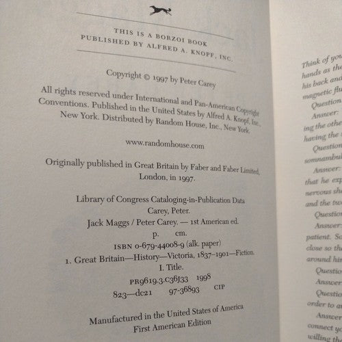 Jack Maggs by Peter Carey (1998, Hardcover) first US edition