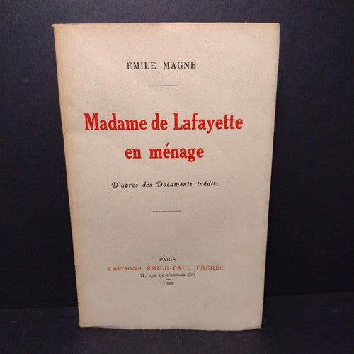 Madame De Lafayette En Menage, Emile Magne -French Paperback -1926 -Ex Libris
