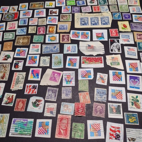 Vintage International Stamp Lot (F1) -Mixed On/Off Paper -US, Netherlands, Spain