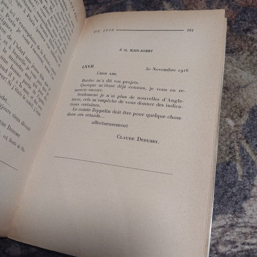 Letters to Two Friends by Claude Debussy -Vintage Paperback -French -1942