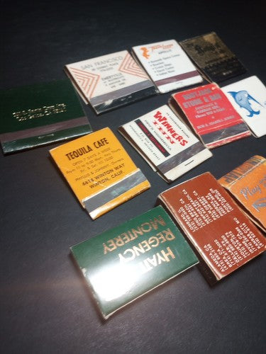 vintage matchbook lot California, Nevada, Virgin Islands, San Francisco