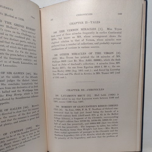 A Manual Of Middle English, 1050-1400 By John Wells -3rd & 4th Supplement  1929