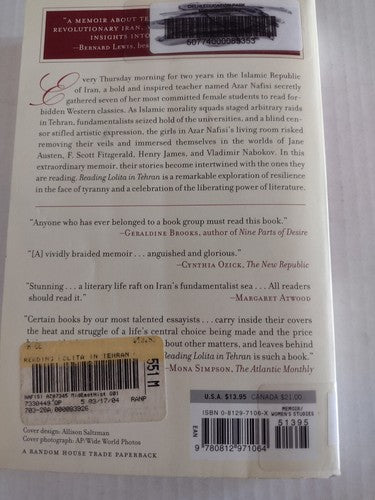 Reading Lolita in Tehran : A Memoir in Books by Azar Nafisi (2003, Trade...