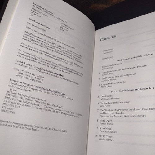The Bloomsbury Companion to Syntax by Claudia Parodi -Hardcover -2013