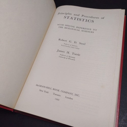 Principles and Procedures of Statistics by Robert G. D. Steel -1960 Hardcover