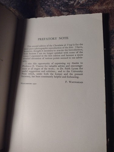 French Classics: La Chastelaine De Vergi edited by F. Whitehead -1961 Reprint