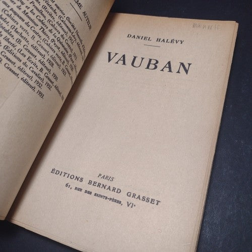 Vauban, Daniel Halevy -1924 French Paperback -Ex libris Copy