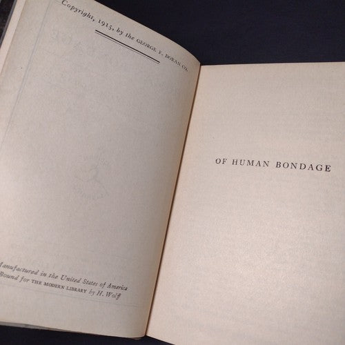 Of Human Bondage by W. Somerset Maugham -Softcover -1915 -The Modern Library