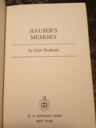 Curt Siodmak HAUSER'S MEMORY Book Club Edition 1968 Hardcover Fiction