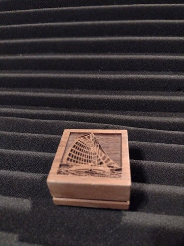 Vintage Lasercraft Paperweight, Galleon Design, Walnut