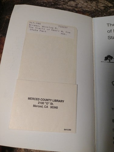 The Trails of Henry W. Coe State Park by Winslow Briggs -ExLibrary -2nd Edition