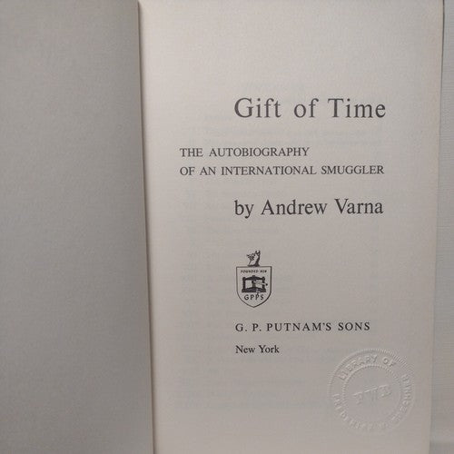 Gift Of Time by Andrew Varna - 1956 - HC w/DJ - ex libris - Autobiography