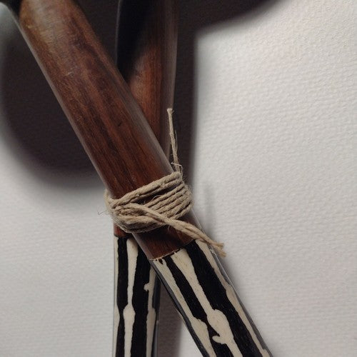 Vintage Bone and Olive wood Salad Spoon And Fork,  Kenya