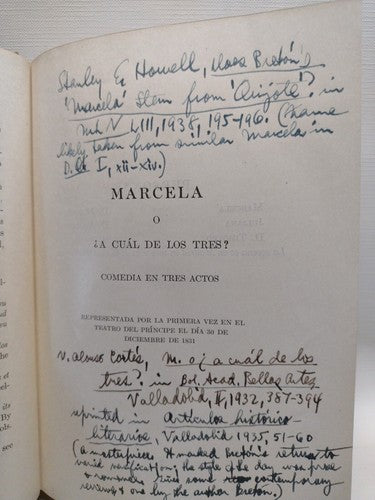 Marcela O¿ A Cuál De Los Tres? Bretón De Los Herreros, Manuel Herreros -1922 HC