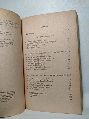 A Short History Of French Literature By Geoffrey Brereton -1965 reprint -PB