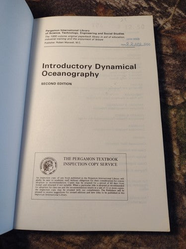 Introductory Dynamical Oceanography: 2nd Edition by Stephen Pond -Paperback 1983