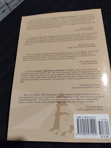 Grace : God's Favor to Succeed by Tom Barkey (2000, Trade Paperback) Christian