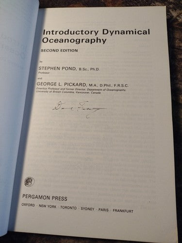 Introductory Dynamical Oceanography: 2nd Edition by Stephen Pond -Paperback 1983