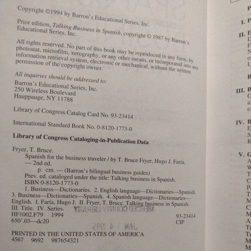 Foreign Language Business Dictionaries Ser.: Spanish for the Business Traveler …