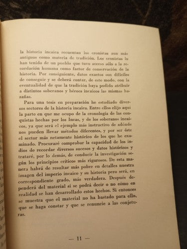 La Chronologia De La Historia Incaica -Folio Copy -1963 -Spanish History