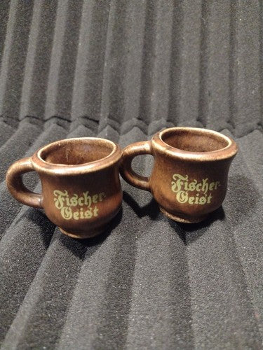 Fischergeist Drinking Cups, Stoneware Germany lot of 2 Vintage