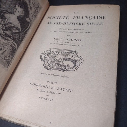 La Societe Francaise Dix- Huitime Siecle: Louis Ducros Correspondence 1922